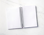 Inside view: inside spread of notebook, showing lined text-weight pages