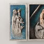 A hinged resin box, done in a Willow Tree format that tells the story of the Nativity
